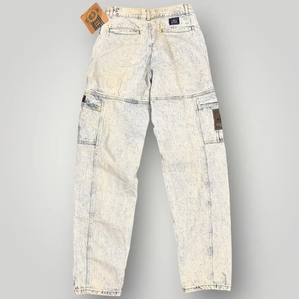 Vintage Lee Air Gear Jeans 30x34 Acid Wash Cargo Pleated 80s NWT Deadstock Rare